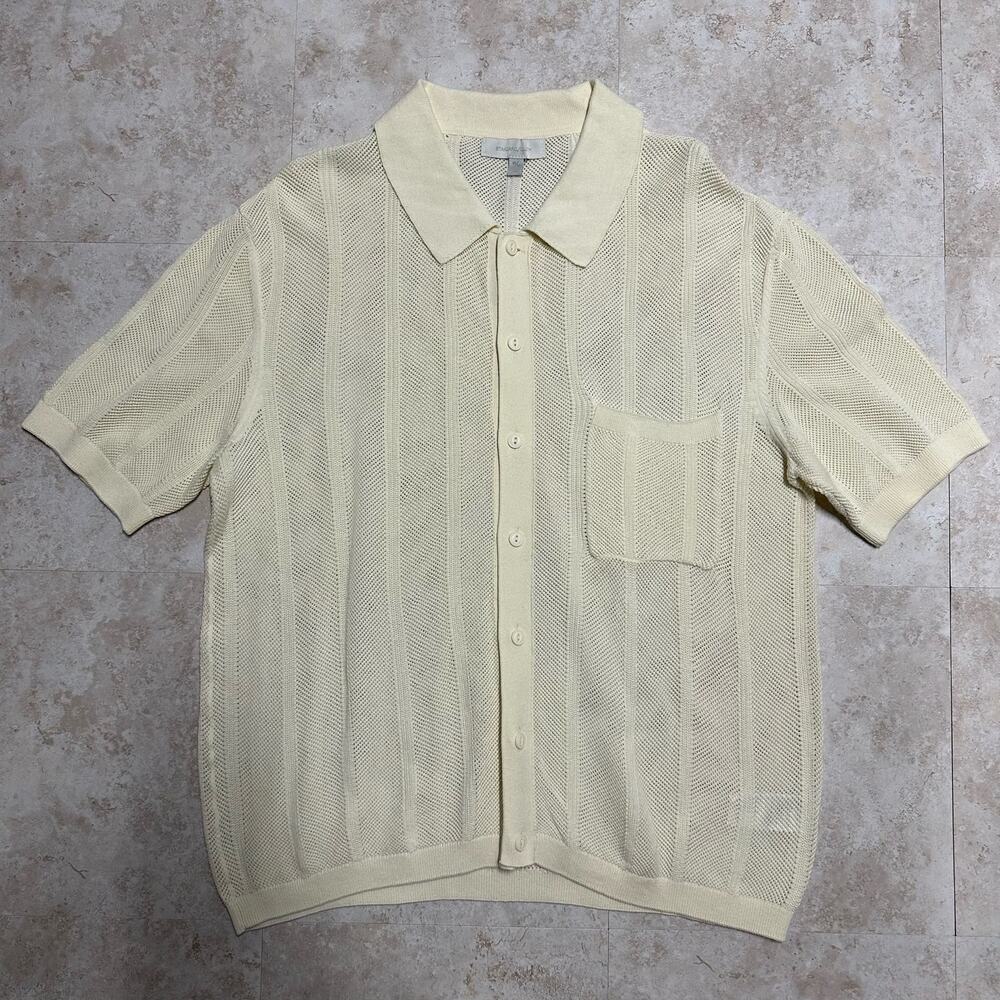 Standard Cloth Textured Stitch Polo Rico Button Shirt